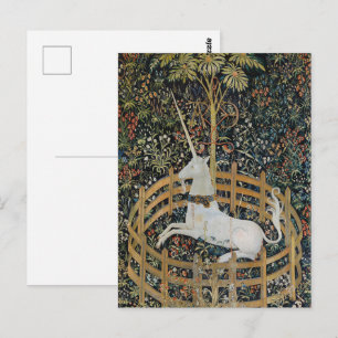 Vintage Mediaeval Unicorn in Captivity Art Postcard