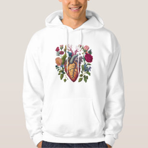 Vintage medical anatomy heart flower doctor hoodie