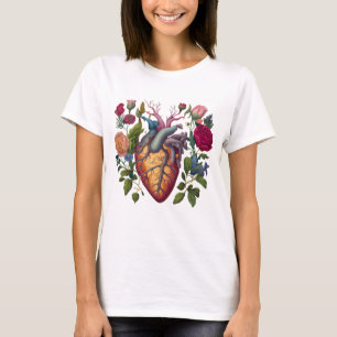 Vintage medical anatomy heart flower doctor T-Shirt