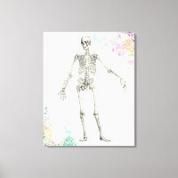 Vintage medical anatomy skeleton flower diagram