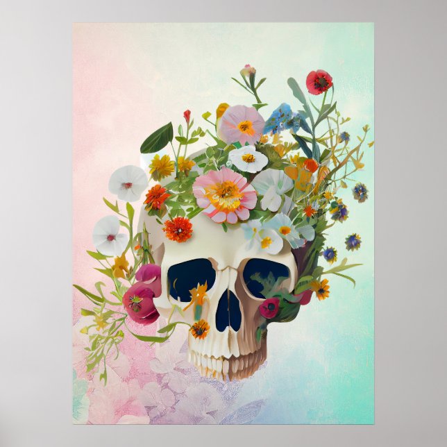 Vintage medical anatomy skull flower doctor poster (Front)