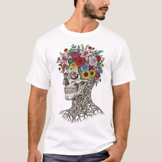 Vintage medical anatomy skull flower doctor T-Shirt