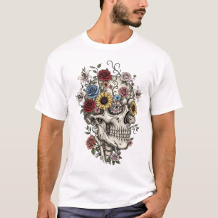 Vintage Medical Anatomy Skull Flower Doctor T-Shirt