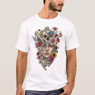 Vintage medical anatomy skull flower doctor T-Shirt