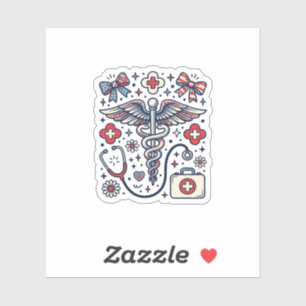 Vintage Medical Caduceus Patriotic Nurse Vector De