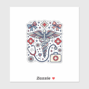Vintage Medical Caduceus Patriotic Nurse Vector De