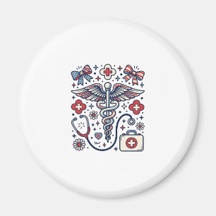 Vintage Medical Caduceus Patriotic Nurse Vector De Magnet