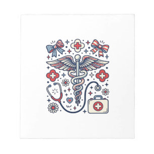 Vintage Medical Caduceus Patriotic Nurse Vector De Notepad