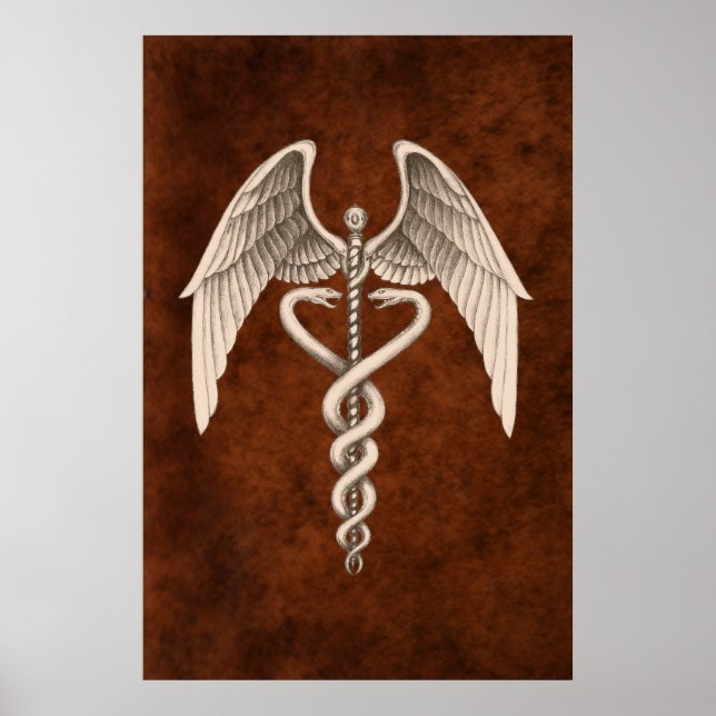 Vintage Medical Caduceus Symbol Business Print (Front)