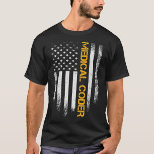 Vintage Medical Coders Distressed American Flag Pa T-Shirt