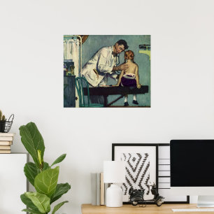 Vintage Medicine, Doctor Seeing a Girl Patient Poster