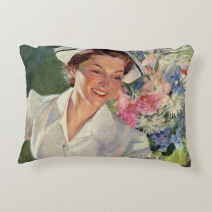 Vintage Medicine, Happy Nurse in Uniform Decorative Cushion
