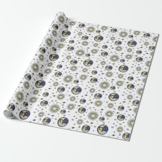 Vintage Medieval Moon, Sun and Stars Wrapping Paper