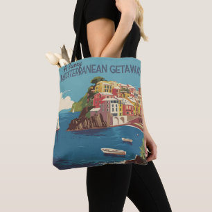 Vintage Mediterranean Getaway Travel Design Tote Bag