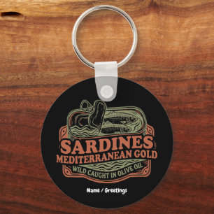 Vintage Mediterranean Sardine Tin Retro Seacuterie Key Ring