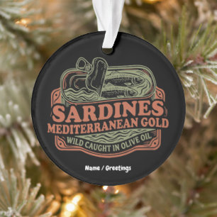 Vintage Mediterranean Sardine Tin Retro Seacuterie Ornament