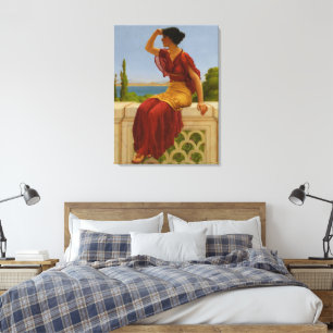 Vintage Mediterranean Sea View Classical Art Canvas Print