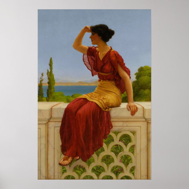 Vintage Mediterranean Sea View Classical Art Poster (Front)