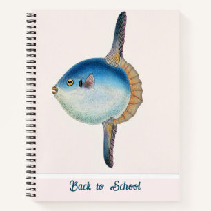 Vintage Mediterranean Tropical Blue Fish Notebook