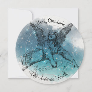 Vintage Meets Modern Angel Stars Christmas Card