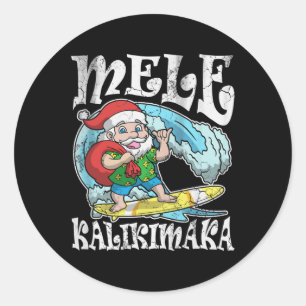 Vintage Mele Kalikimaka Santa Hawaiian Retro Chris Classic Round Sticker