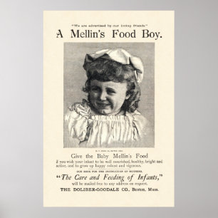 Vintage Mellin's Baby Food Ad from 1892 Poster