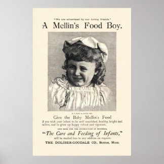 Vintage Mellin's Baby Food Ad from 1892 Poster