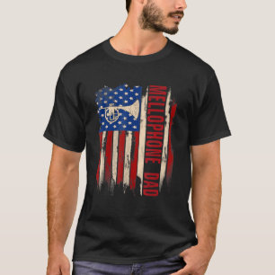 Vintage Mellophone Dad American Usa Flag Music T-Shirt