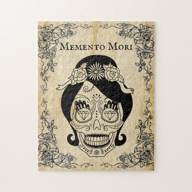 Vintage Memento Mori Woman Skull Jigsaw Puzzle (Vertical)