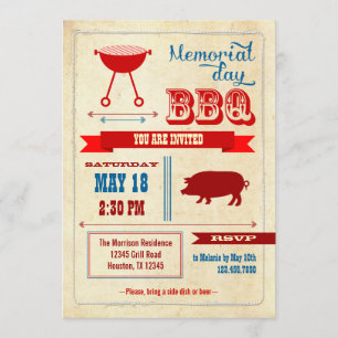 Vintage Memorial Day BBQ Invitation