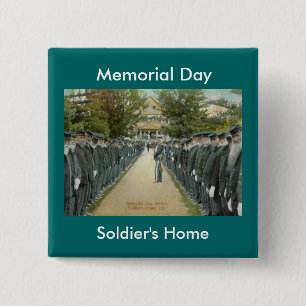 Vintage Memorial Day Review Soldiers Home 15 Cm Square Badge