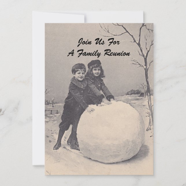 Vintage Memories Family Reunion Snowman Invitation (Front)