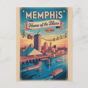 Vintage Memphis Tennessee Home of the Blues Retro Postcard