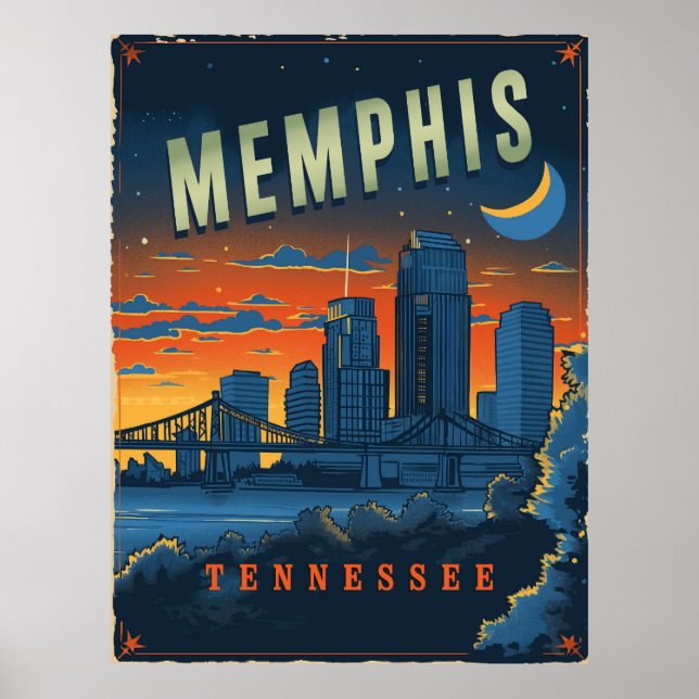 Vintage Memphis, Tennessee Poster (Front)