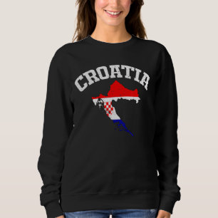 Vintage Men Women Kid Patriotic Map Croatia Flag Sweatshirt