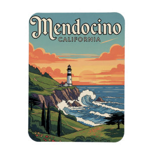 Vintage Mendocino California Travel Magnet