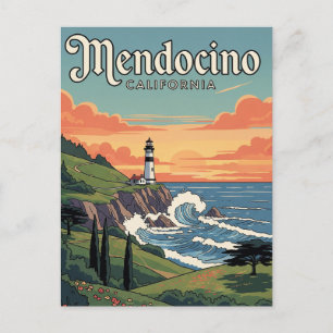 Vintage Mendocino California Travel Postcard
