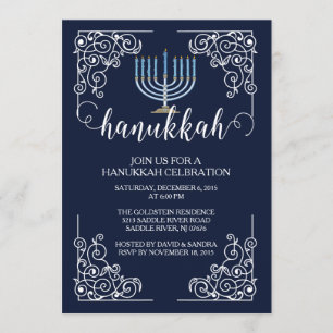 Vintage Menorah Hanukkah Celebration Invitation