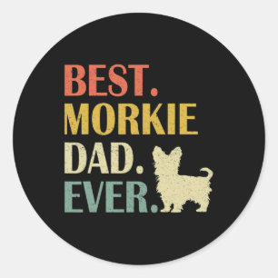 Vintage Mens Best Morkie Dog Dad Ever Fathers Day  Classic Round Sticker