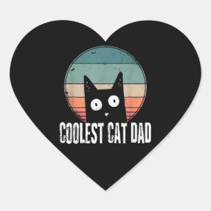 Vintage Mens Cat Daddy The Coolest Funny Cat Dad Heart Sticker
