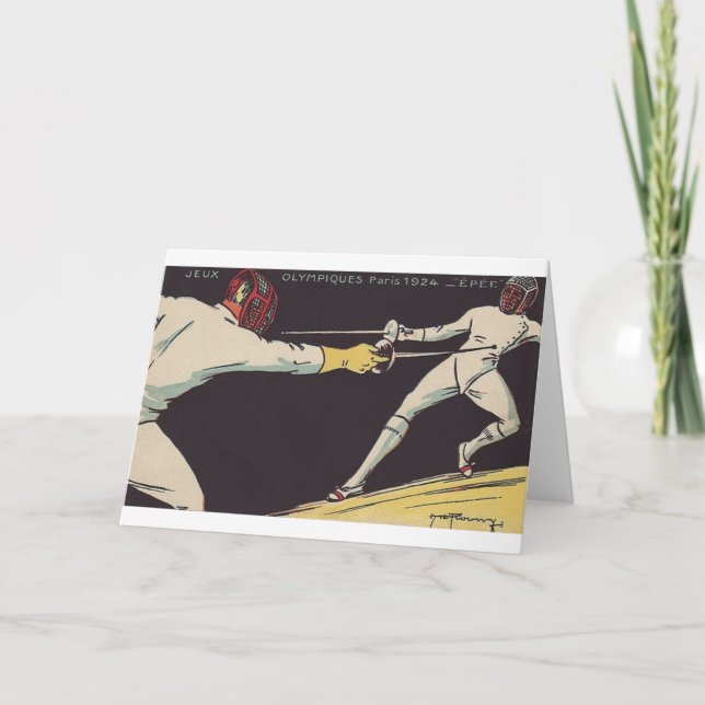 Vintage Men's Epee Fencing Note Card (Front)
