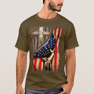 Vintage Mens Faith Over Fear Christian Cross Ameri T-Shirt