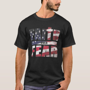 Vintage Mens Faith Over Fear Christian USA Flag Me T-Shirt