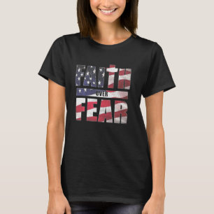 Vintage Mens Faith Over Fear Christian Usa Flag Me T-Shirt