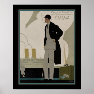 Vintage Men's Fashion/Travel Art Deco Poster
