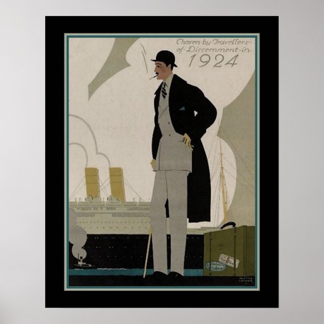Vintage Men's Fashion/Travel Art Deco Poster (Front)