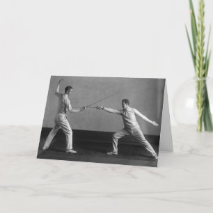 Vintage Men's Foil Fencing Note Card