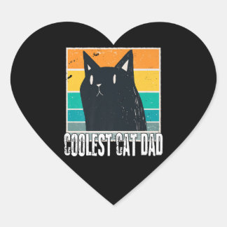 Vintage Mens The Coolest Cat Dad | Funny Cat Dad Heart Sticker