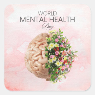 Vintage Mental Health one day at a time wellness Square Sticker