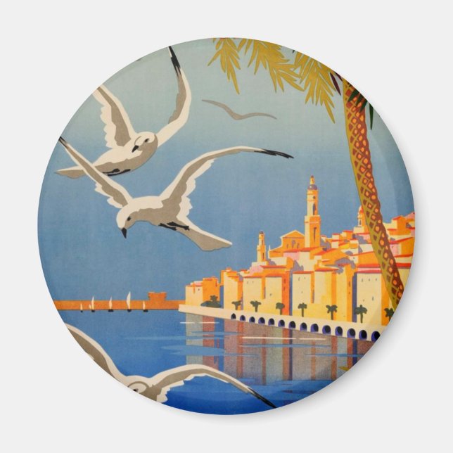Vintage Menton CoTe D'azur Magnet (Front)